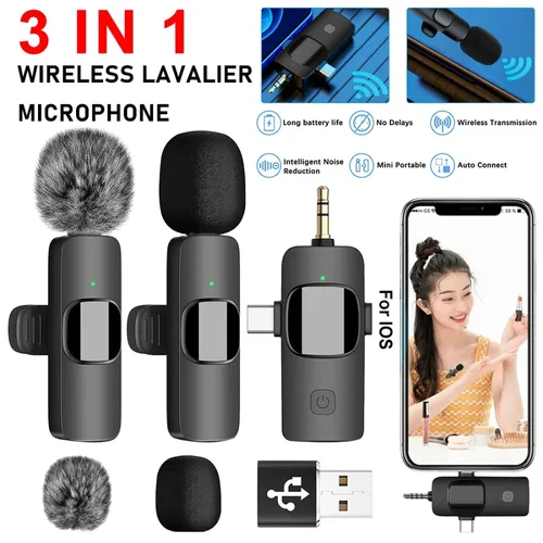 Micrófono inalámbrico para iPhone, Android, transmisión en vivo, entrevistas, mini micrófono con reducción de ruido, grabación de Audio y vídeo