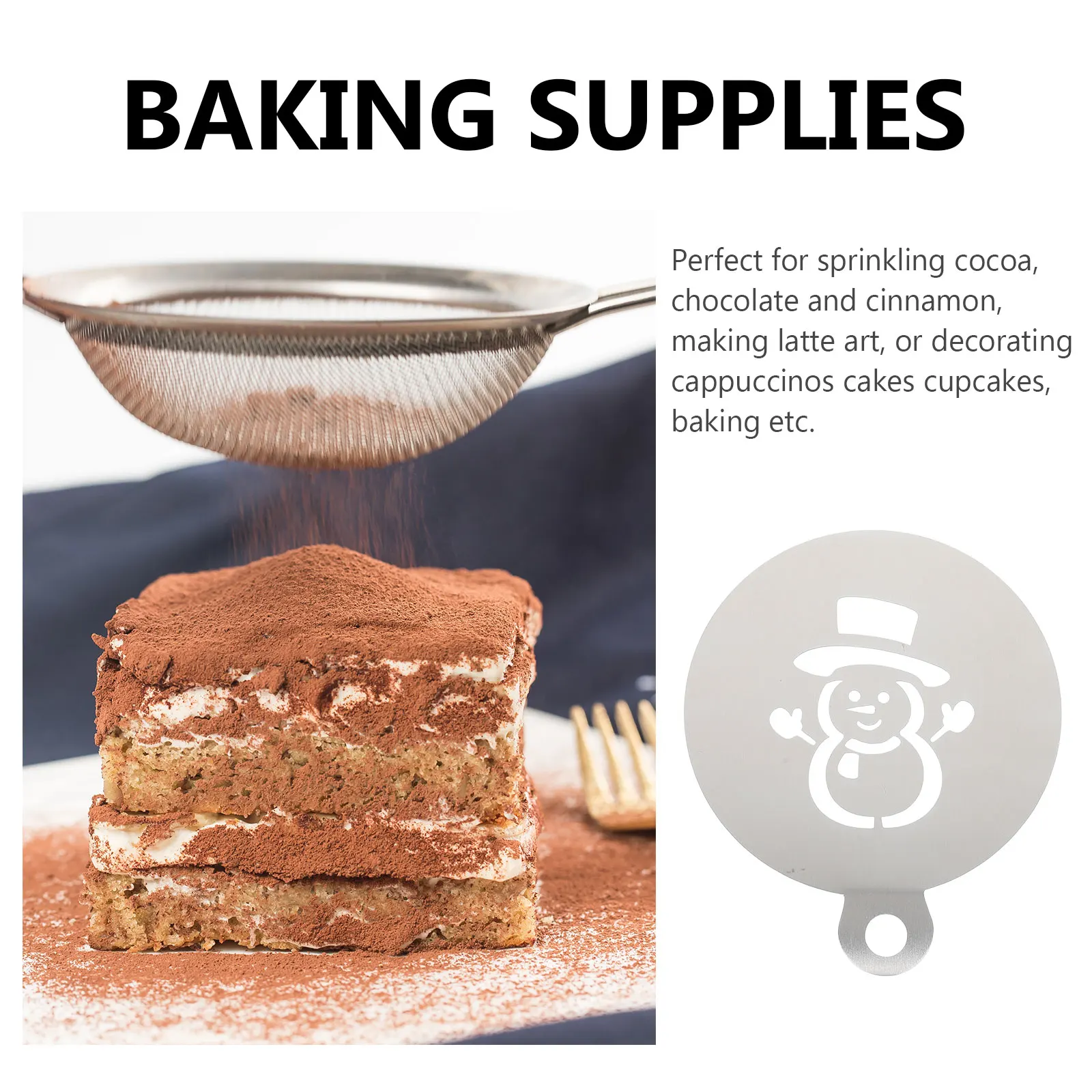 

4 pcs Christmas Cake Stencils Hollow Baking Templates For Diy Sugar Powder Coffee Decoration Reusable Baking Supplies Cooking