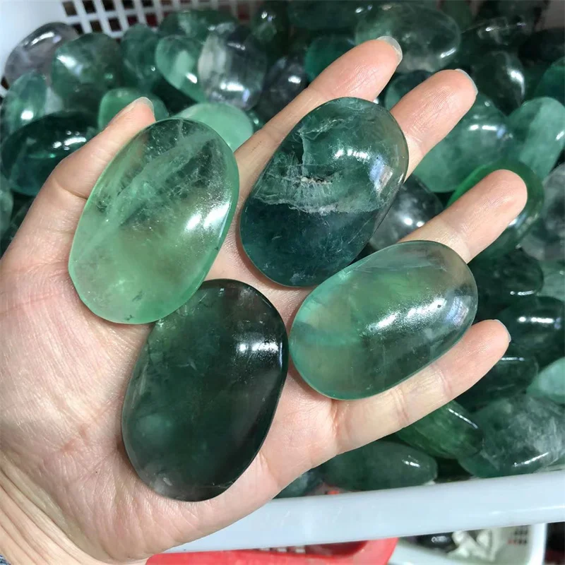 Green Fluorite Palm Stones Polished Quartz Crystal Natural Healing Reiki Massage Gemstones Home Decoration