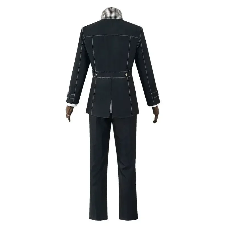 Persona 4 Narukami Yuu Cosplay P4 Game Yu Narukami Cosplay Costume School Uniform Embroidery Plaid Collar Suit Pants White Shirt view 5