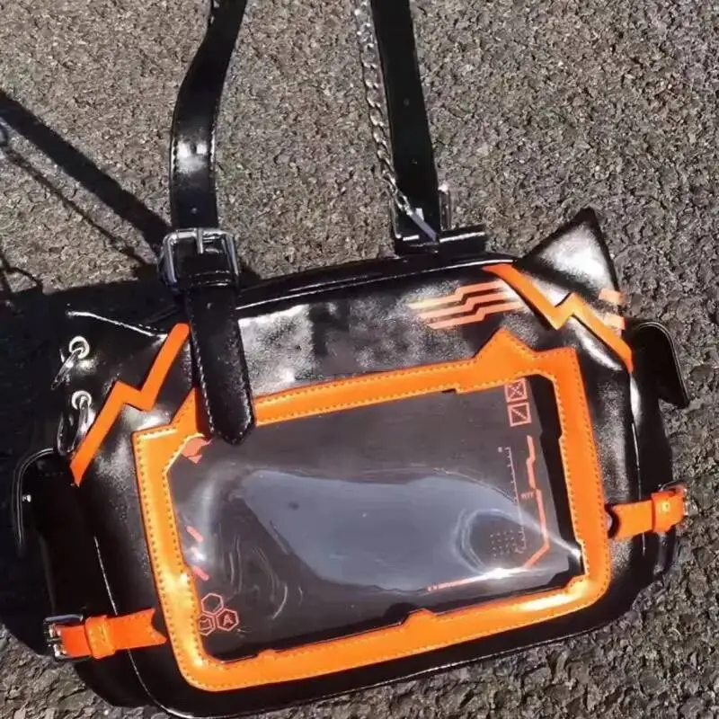 Bloom Large Capacity Mechanical Meow Itabag Women Versatile Transparent Shoulder Bags Ladies Haruku Leather Pain Bag 2025