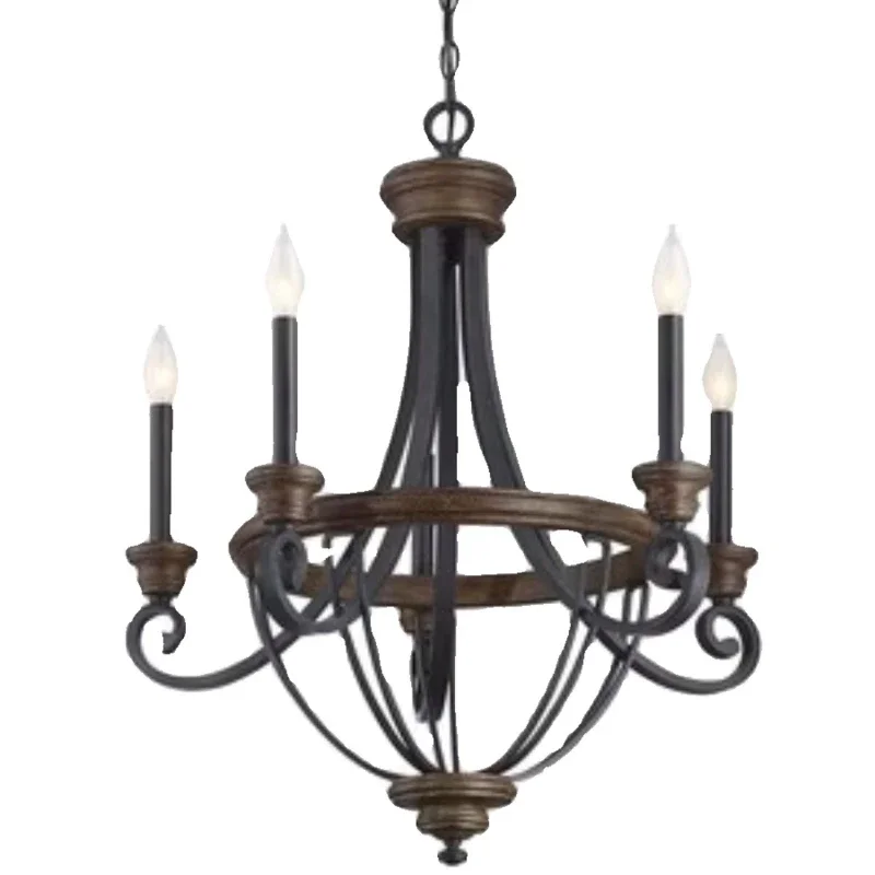 

Американская деревенская ретро-люстра из дерева для гостиной, декоративная люстра для дома, креативная люстра-свеча для кабинета, лестницы, отеля