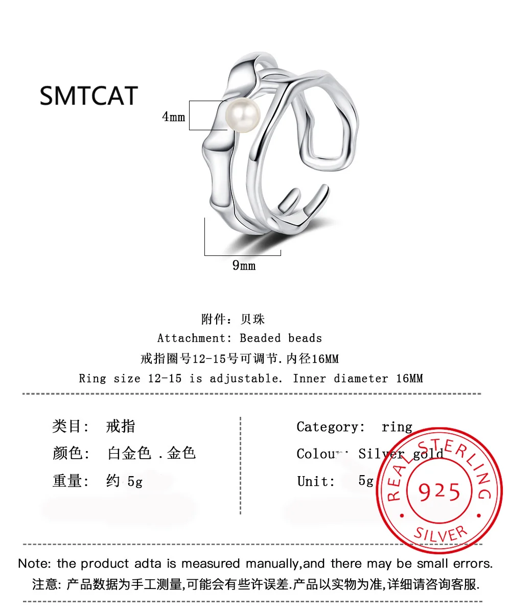 Настоящее серебро 925 пробы с милым пресноводным жемчугом, открывающееся кольцо для женщин, свадебная вечеринка, изысканное ювелирное изделие S925, подарок DA28