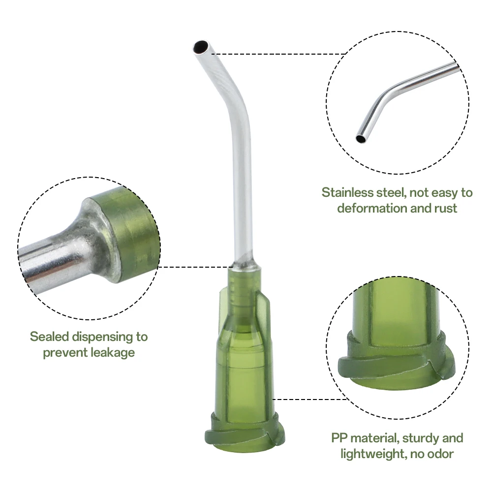 30pcs Ujung Dispenser Bengkok 14G-27G Ujung Tumpul Industri dengan Luer Lock Jarum Lem 1 Inci untuk Mengisi E-liquid, Tinta dan Jarum Suntik