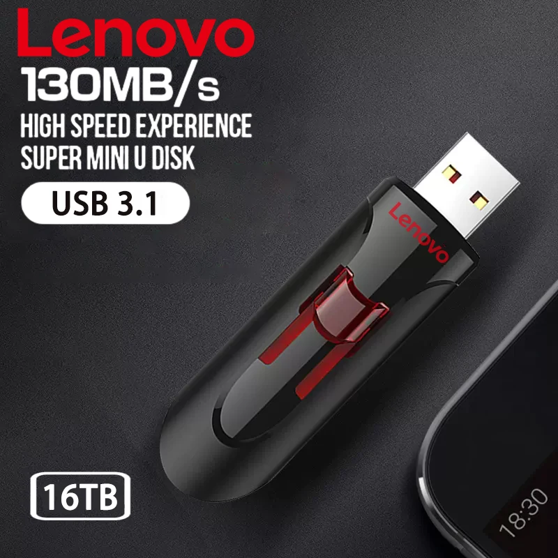 Lenovo 16TB chiavette USB U Disk 16TB USB 3.0 metallo ad alta velocità capacità reale Memory Stick Pen Drive archiviazione creativa U Disk