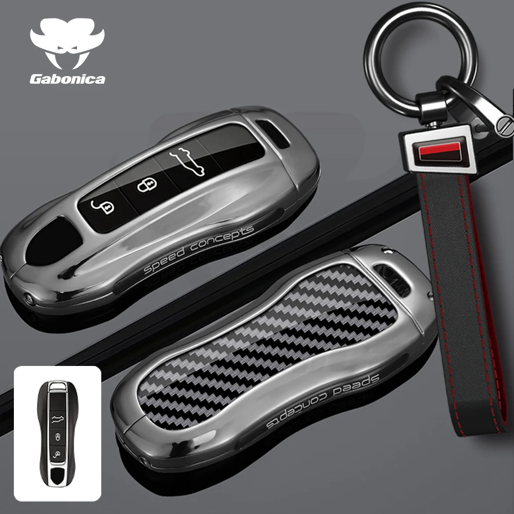 

Zinc Alloy Car Key Case Cover Keychain For Porsche Panamera Spyder Carrera Macan Boxster Cayman Cayenne 911 970 981 Accessories
