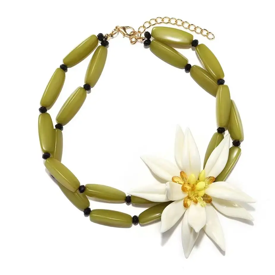 Zvoijio New  Handmade Beaded Large Flower Choker Necklace