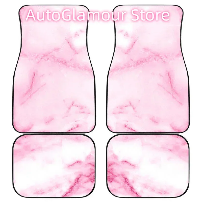 

Бело-розовый мраморный принт спереди и сзади автомобильные коврики тяжелый ковер спереди и сзади полный комплект 4 шт. в упаковке