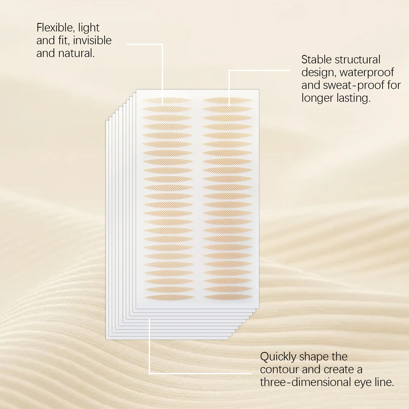 เทปกาวยกเปลือกตาแบบสองชั้น มองไม่เห็นรอยต่อ ระบายอากาศ กันน้ำ ติดทนนาน แบบลูกไม้