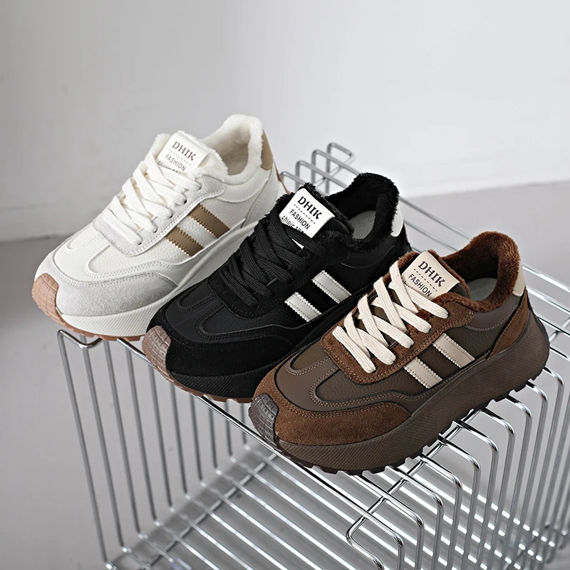 

2025 зимние повседневные лоскутные кожаные кроссовки, повседневная вулканизированная обувь, женская обувь на толстой подошве, женская обувь Chaussure Femme