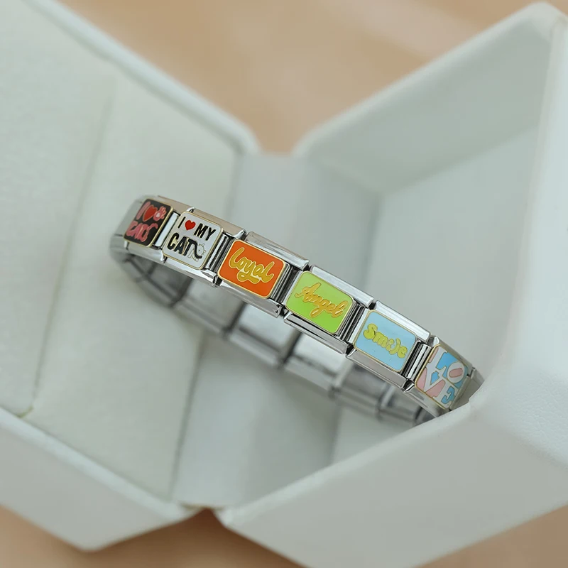 Hapiship-女性の愛はステンレス鋼のチャーム、リンクビーズ、ジュエリー作り、ファッション、イタリア、9mm、DJ1296-B、2024