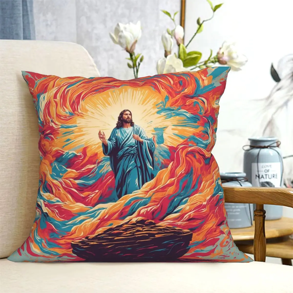 Resurrected Jesus Jesus Biblical References Square Pillowcase Cushion Cover Pillow Case Throw Pillow Cover for Home Bedroom Car
