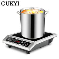 3500W Stainless Steel Induction Cooker Firepower Adjustable Stir-Fry Stew Furnace Commercial Canteen Cooktop 50KG Load-bearing