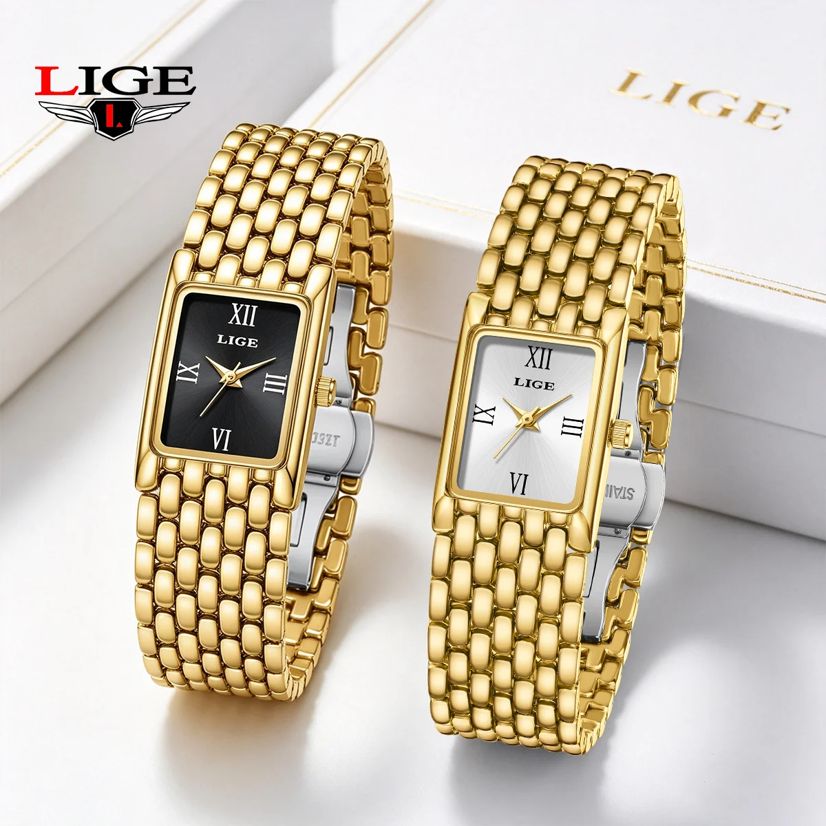 LIGE New Elegant Women Watches Outdoor Sport Fashion Stainless Steel Quartz Watch 30M Waterproof Imported Movement Woman Watch