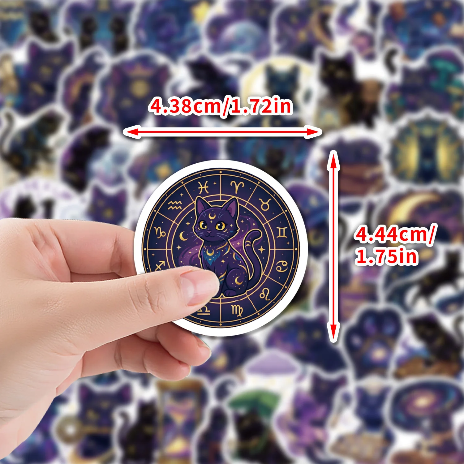 50pcs Cartoon Mysterious Cosmic Cat Stickers for DIY Notebook Stationery Guitar Skateboard Phone Water Cup Waterproof Sticker