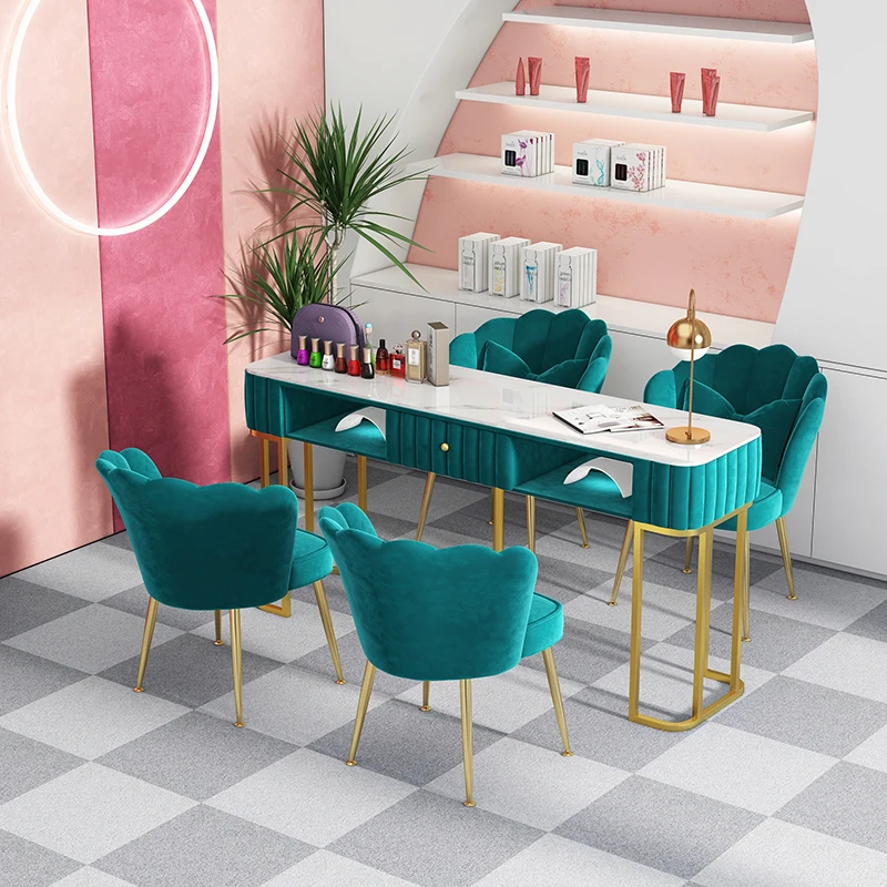 Tavoli per unghie nordici semplici Design grigio Scrivania per manicure moderna e squisita Semplice receptionista Nagel Tafel Mobili per salone