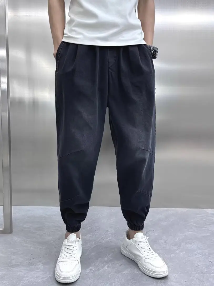 Harajuku Fashion Harem Pants Męskie dżinsy Cargo z nadrukiem Vintage Elastyczny pas Baggy Jeans Hip Hop Streetwear Odzież męska