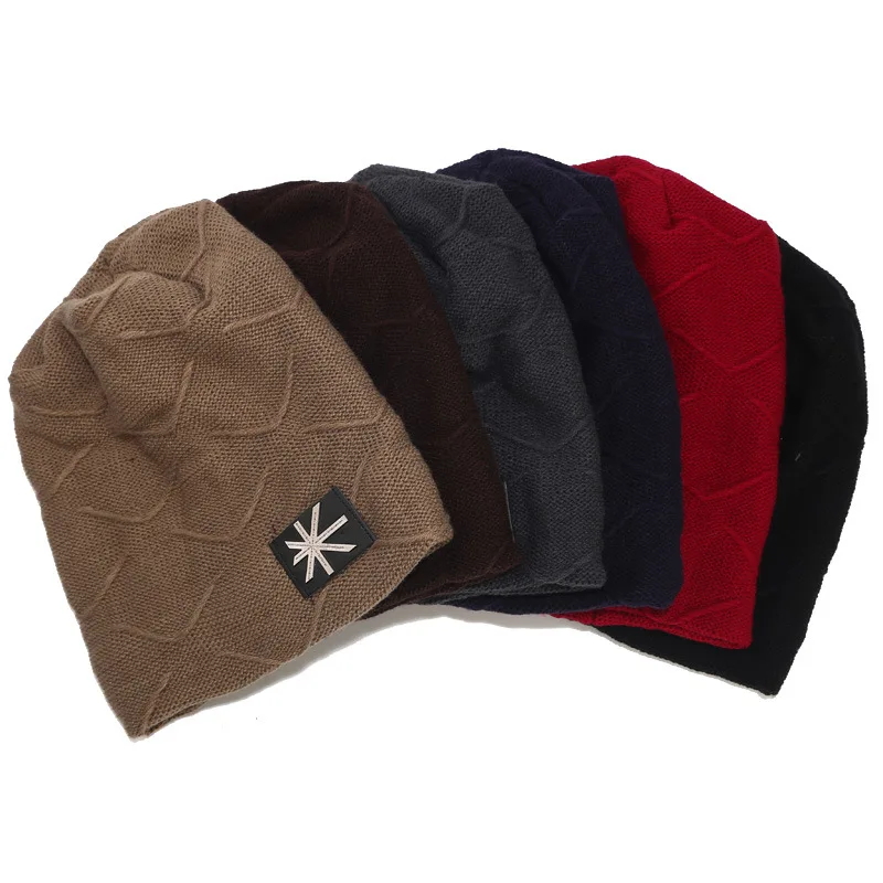 Hot New men's Head Hat Street Flow With Cashmere Rice Label Knit Hat Female Autumn And Winter Outdoor Warm Hat