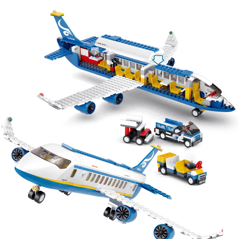 463pcs City Airport Airbus Aircraft Airplane Plane Brinquedos Avion Model Building Blocks Bricks Passenger Toys For Children