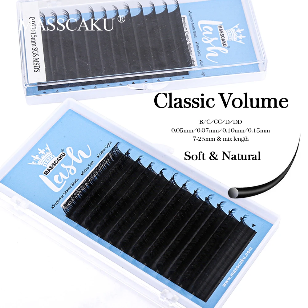 Wholesale 12 Rows Individual Synthetic Mink Classic Regular Volume Lashes Russian Handmade Professional Lash Extension Supplies