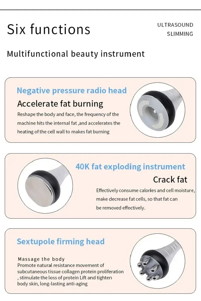 Reduce Fat Shape Ultrasonic Vacuum Cavitation Slimming Machine 9 In 1 Liposuction Weight Loss and Fat Throwing Beauty Instrument