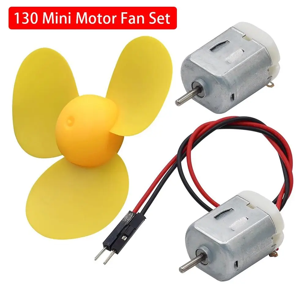 1Set New with Wired 130 Small Motor Kit 4WD DC Four Wheel Drive Motor Rotor Speed 18,000RPM Mini Micro 72MM Propeller