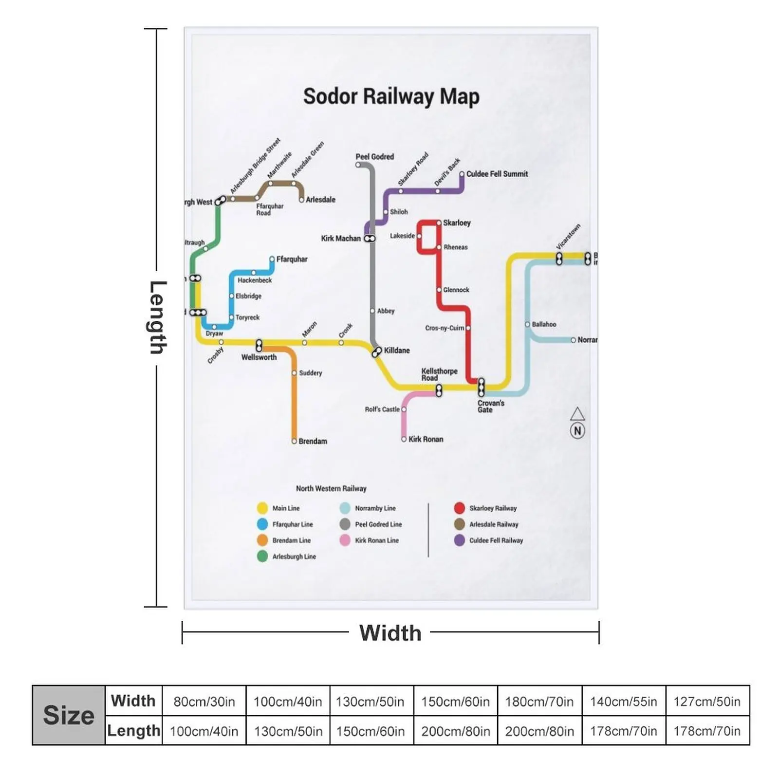 Sodor Railway Map - TTC Style, Light Throw Blanket Winter beds Cute Plaid Blankets