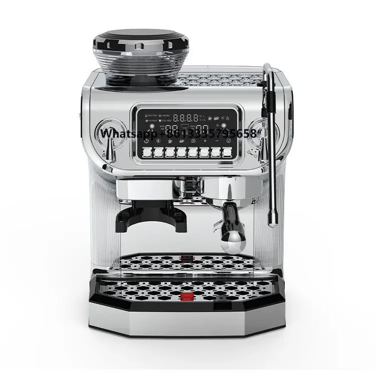 

Professional Commercial Electric Espresso Coffee Machine 15 Bar Pump Grinding Italian Restaurant Style Stainless Steel Housing