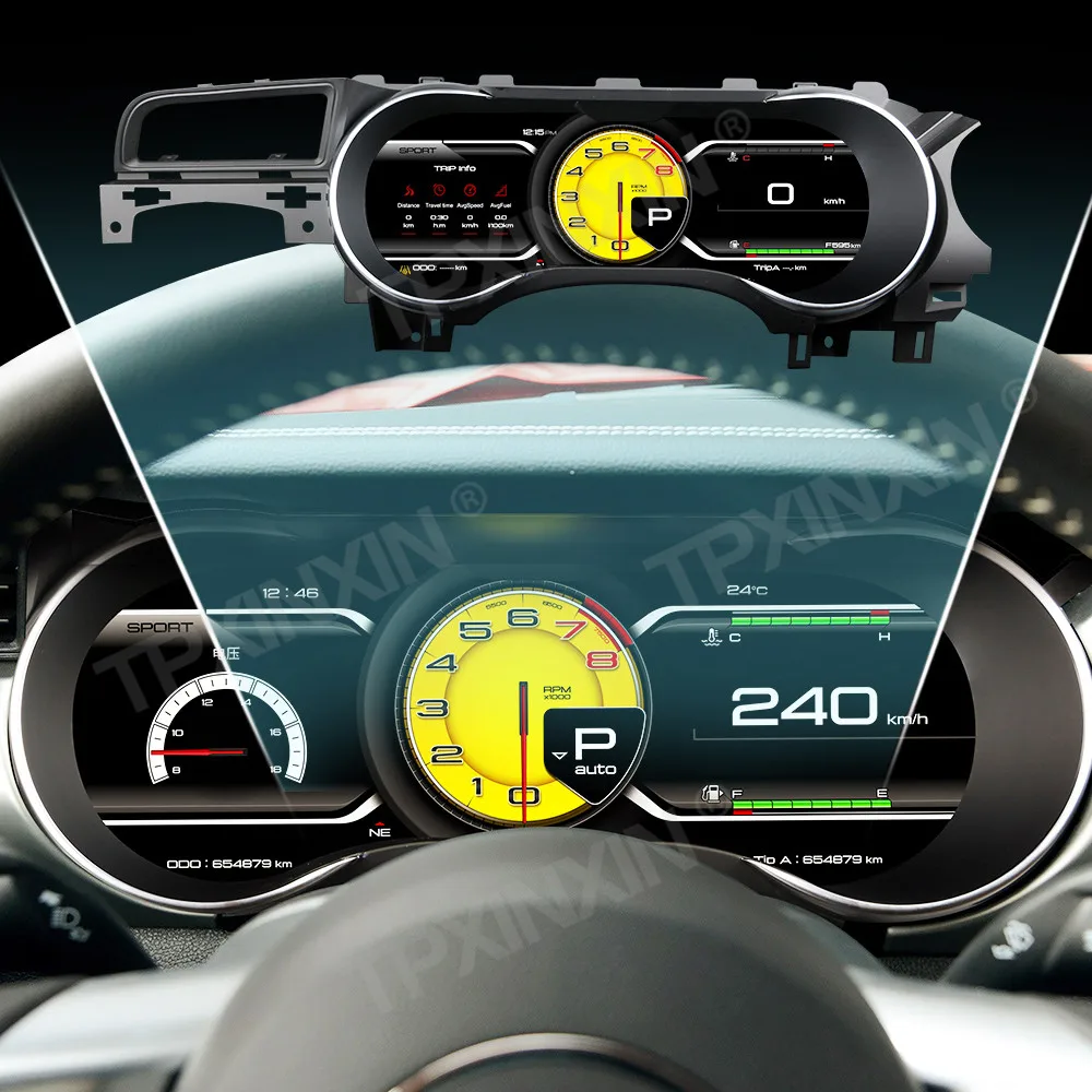 

Автомобильный цифровой приборной панели для Ford Mustang 2015-2023, автоматический виртуальный кабин, ЖК-дисплей, спидометр, одометр, панель приборной панели, головное устройство