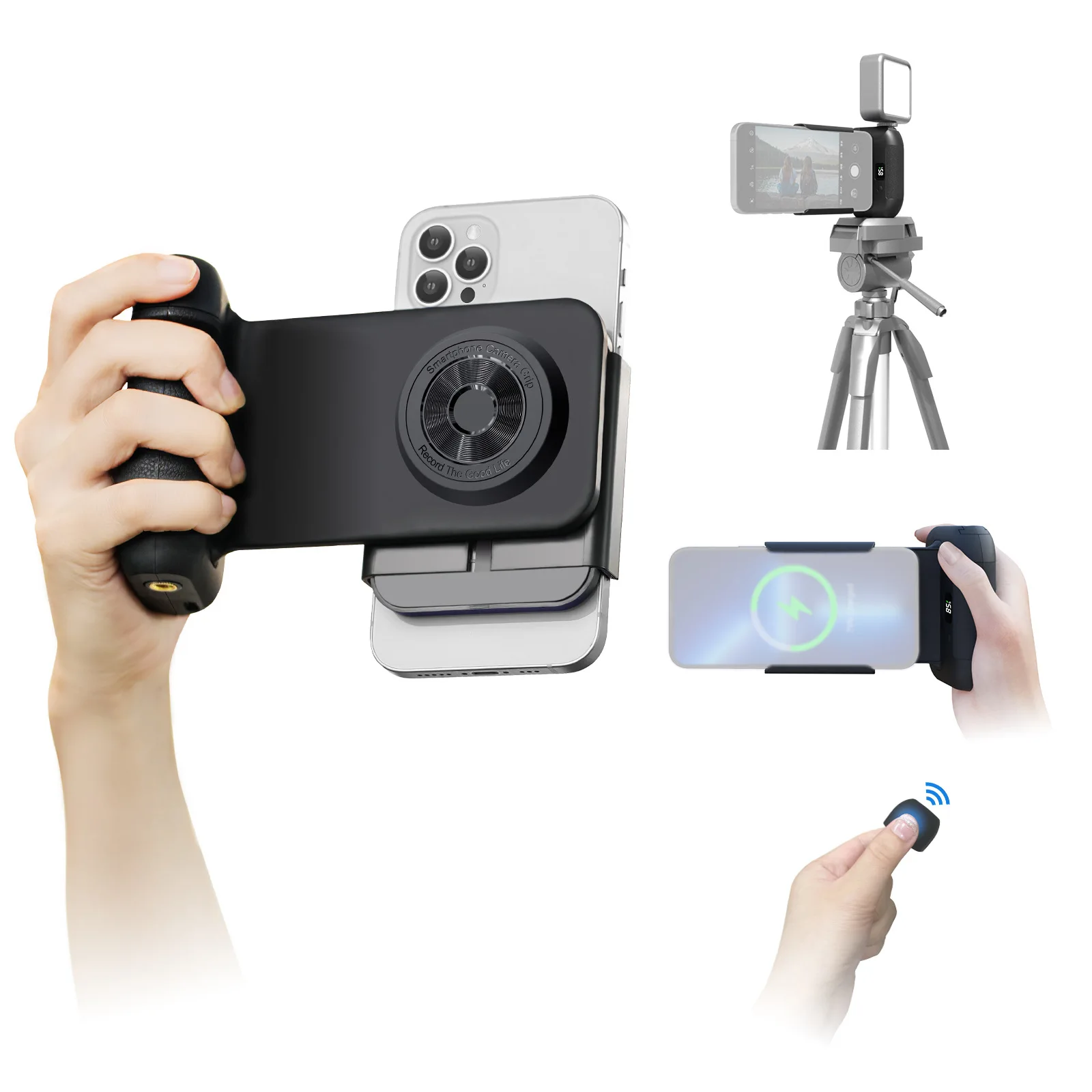

Magnetic Wireless Stand 3 in 1 Camera Holder Grip Charging Multifunctional Magnetic Selfie Photo Bracket for Android/iOS
