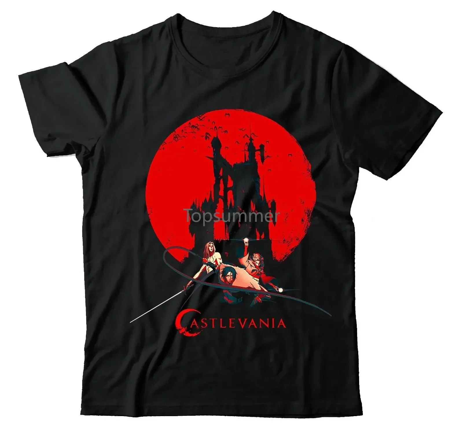 

Castlevania аниме темная средневековая фантазия кровь луна унисекс футболка черная Wsn3 крутая повседневная футболка с гордостью мужская футболка