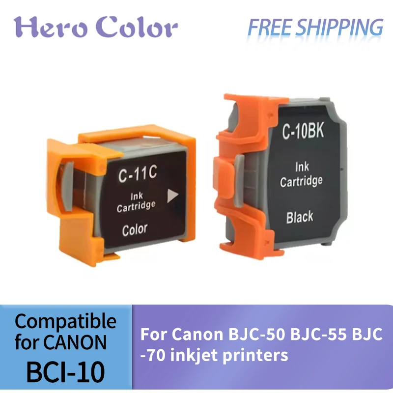 10pcs Compatible Ink Cartridges BCI10 BCI11 BCI-10 BCI-11 BCI 10 CLI 11 For Canon BJC-80 BJC-85 BJC-85PW BJ-30 inkjet printers