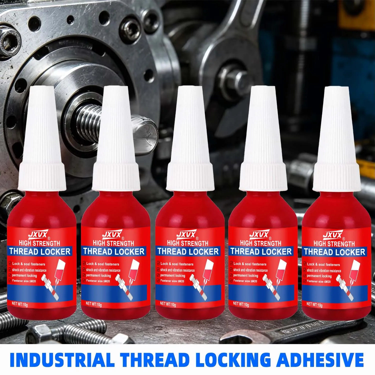 5PCS 10mL 271Thread Locker High Strength Anaerobic Adhesive Non-Removable Screw Bolt Locking Glue for Automotive Machinery Metal