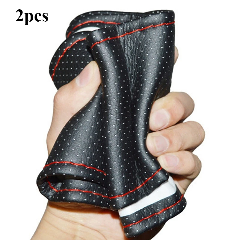2pcs Car Steering Wheel Braid Cover Needles And Thread Artificial Leather Car Covers Suite Hand sewing handle Auto Accessories