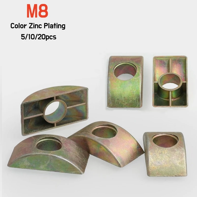 5/10/20pcs M8 Color Zinc Plating Half Moon/Crescent Nut Washers For Bunk Bed Cots Furniture Connecting Screws Assembly Fittings