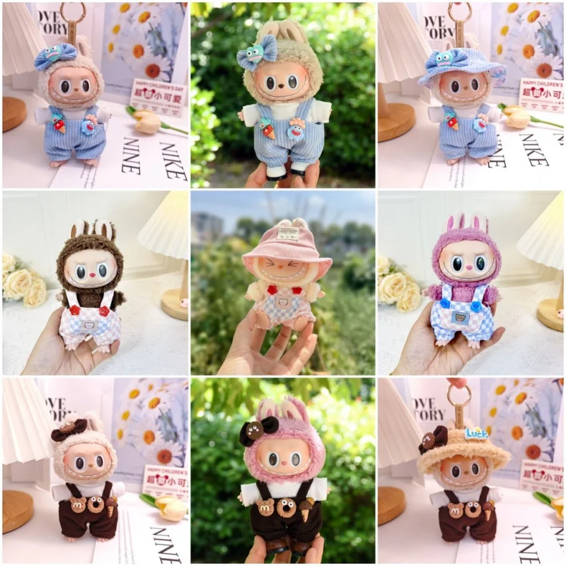 

1 комплект, 17 см, куклы Labubu Idol для сидения, милый комбинезон-труба, одежда в подарок, мини-плюшевая кукла, одежда, аксессуары для наряда