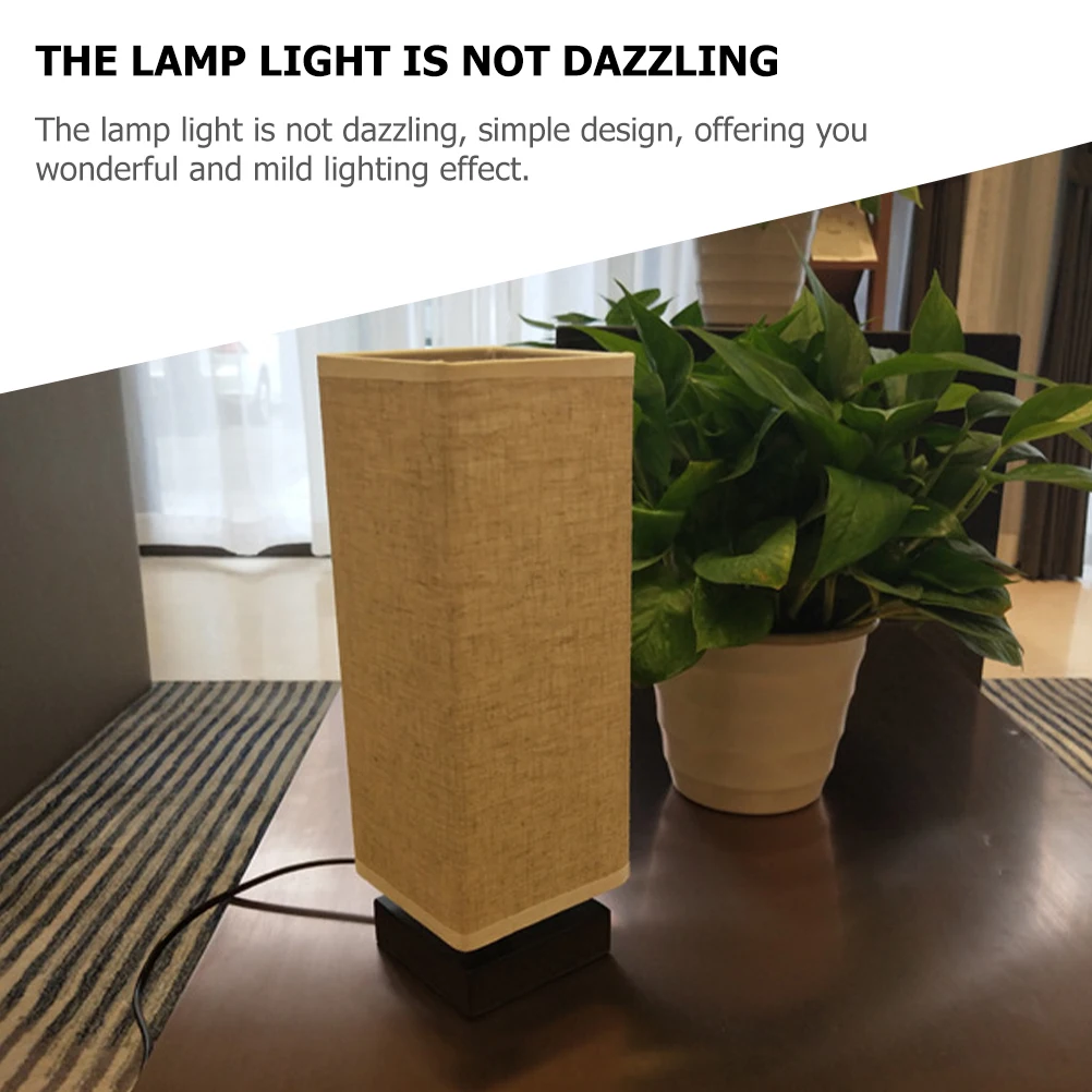 

E26 Black Base Linen Shade Table Lamp for Bedroom Living Room Fabric Desk Reading Light Home Decor Practical Small