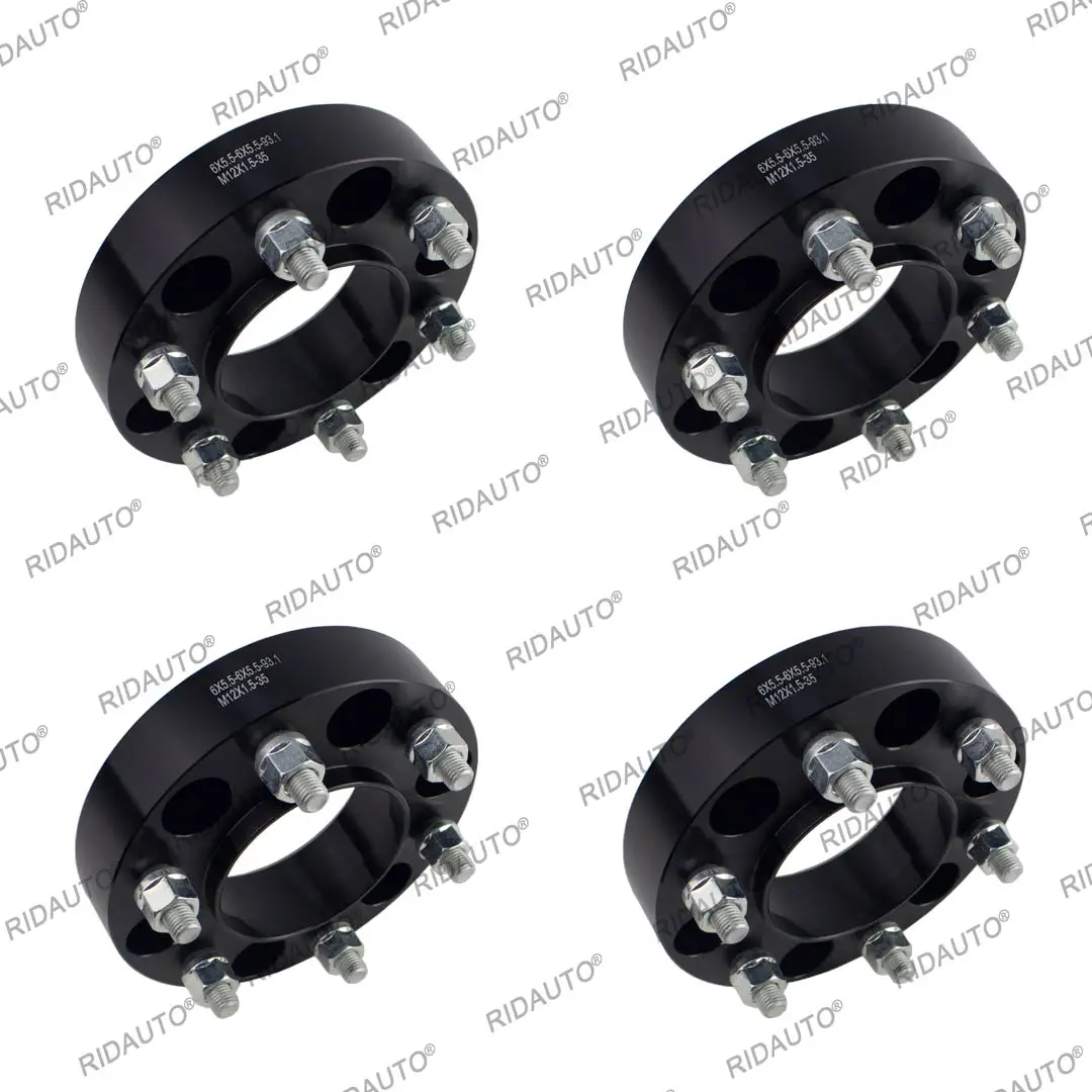 

For FORD RANGER EVEREST BT50 50mm Or 35mm Thickness BOLT HUB CENTRIC SPACERS 6 x 139.7 CB 93.1 WITH M12 X 1.5 OPEN NUTS IN BLACK