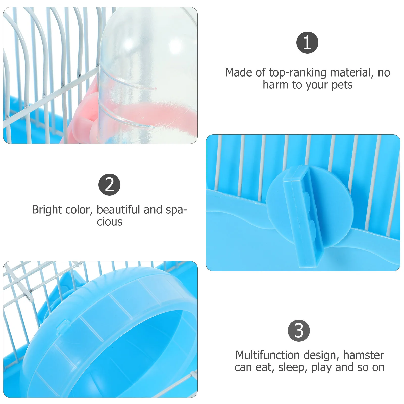 

Hamster Cage Blue Multifunction Travel Small Pet Accessories Spacious Bright Color Suitable for Hamsters Chinchillas Small