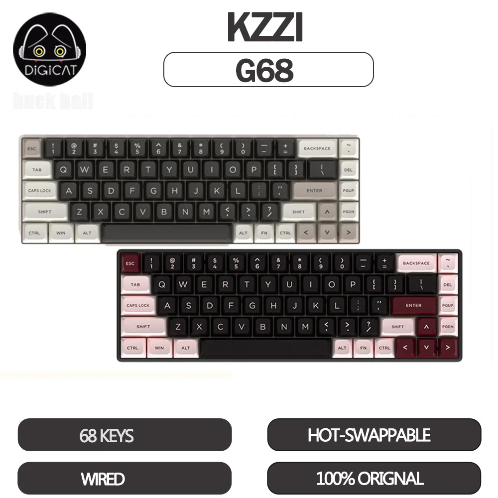 

Kzzi G68 Gamer Mechanical Keyboards Aluminium Alloy Wired Keyboards 68 Keys Hot Swap RGB Keycaps PBT Gaming Mechanical Keyboard