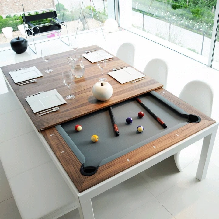 Gran oferta, estilo moderno, deportes, 7 pies, 8 pies, 9 pies, patas de mesa de billar estables de madera maciza, pizarra de goma, mesa de comedor barata para piscina y cena
