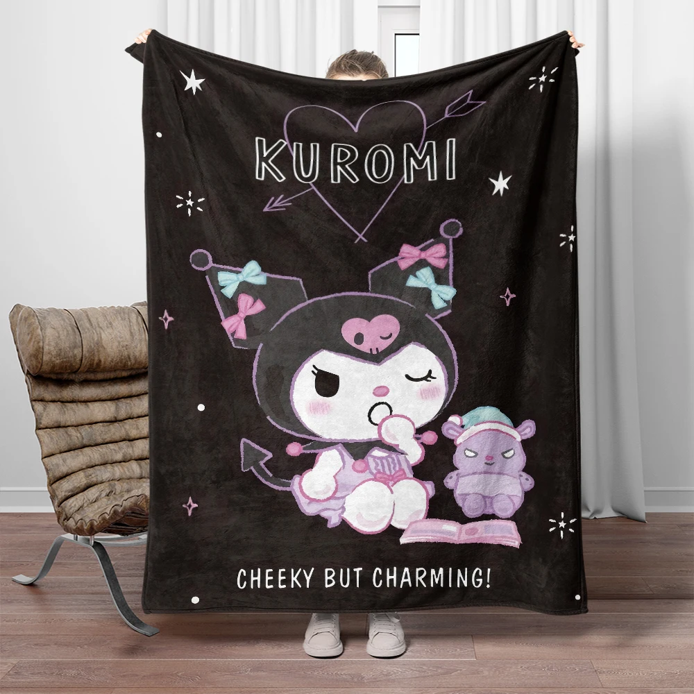 Sanrio Kuromi Cute Blanket blankets.Used for sofas,beds,living rooms, travel picnics,blankets,gifts,thin blankets