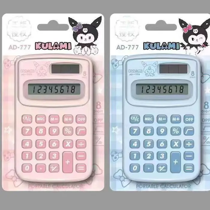 Sanrio Kuromi-minicalculadora portátil de dibujos animados para estudiantes, calculadora de dígitos, material escolar de oficina, papelería