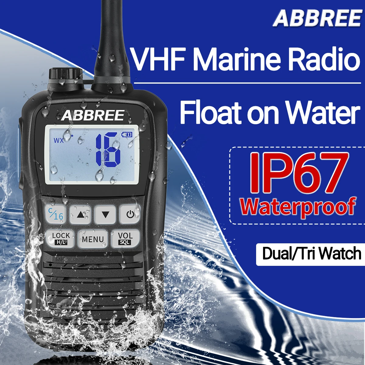 ABBREE AR-25M Marine Radio Transceiver IP67 Floating Waterproof Handheld VHF Walkie Talkie Amateur NOAA Two Way Radio For Fish