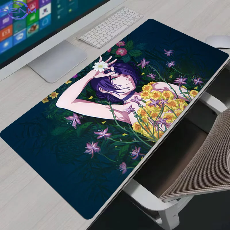 Mouse Pad Kawaii Anime Girl Reze Keyboard Pad Laptop PC Black and White Flower Desktop Mouse Mat C-chainsaw Man Gaming Mousepad