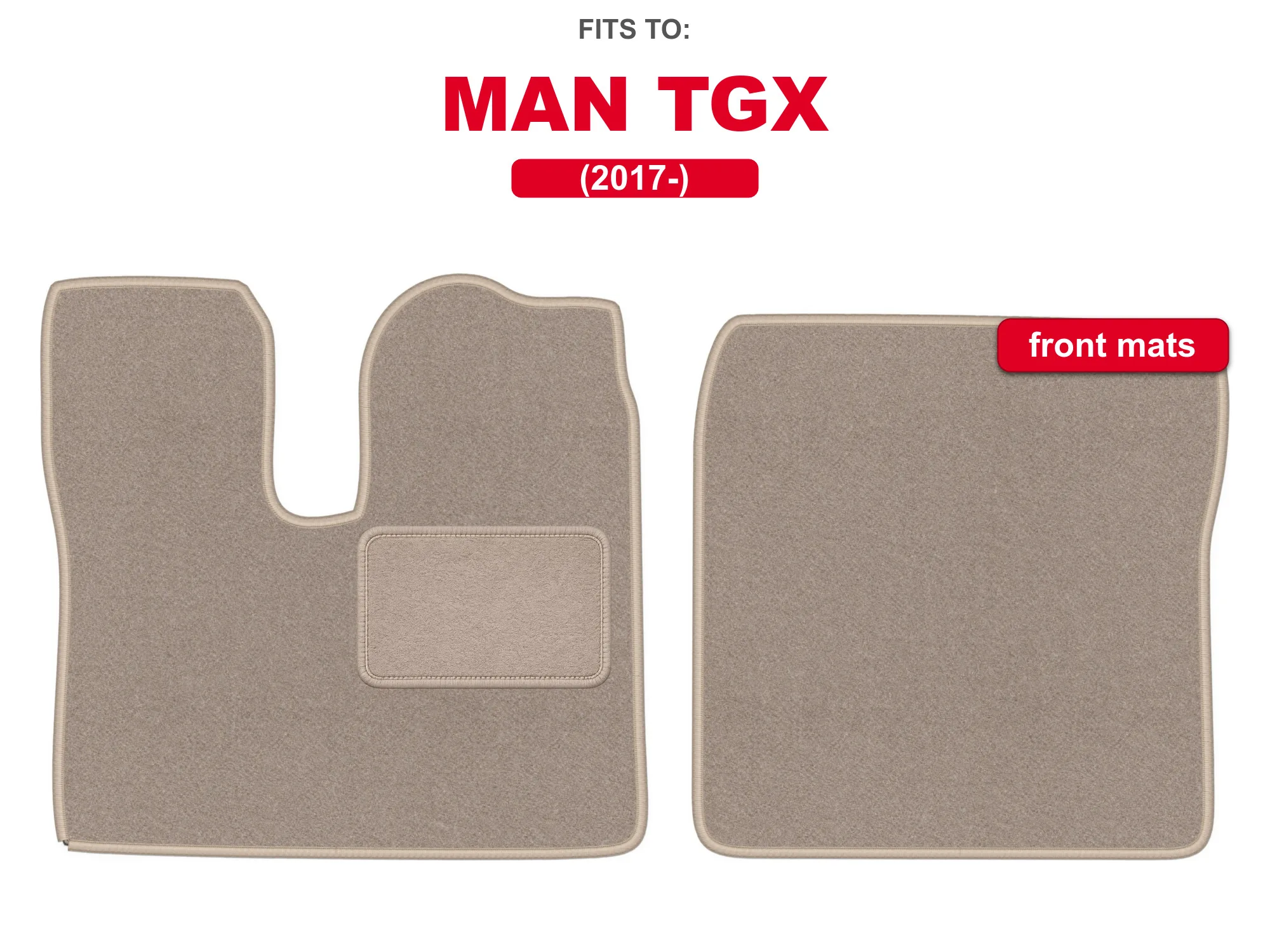 Velour vloermatten voor: MAN TGX 2017-truck beige auto vloermattenset voor voertuigvloer