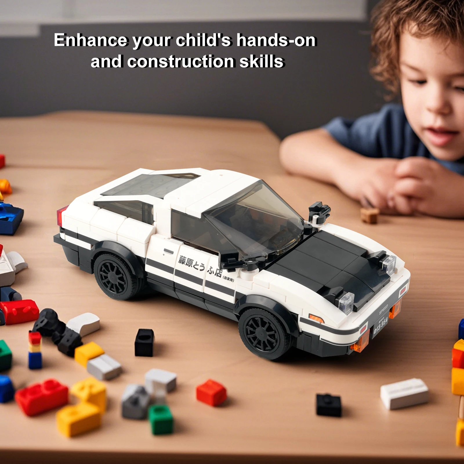 Mould King 27013 AE86 Initial D Car Models Building Sets with Display Case Collectible Model Car Kits Race Car Building Blocks