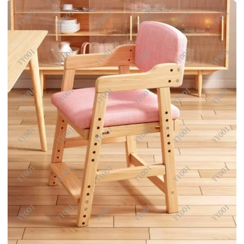 Indoor Rotatable Wooden Dining Chair, Solid Wood Frame With Detachable Seat Cushion