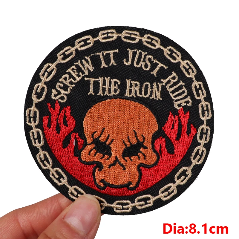 Horror Skull Iron On Patches For Clothing Embroidered Patches On Clothes Jacket Punk Patch Embroidery Patch DIY Sewing Stickers