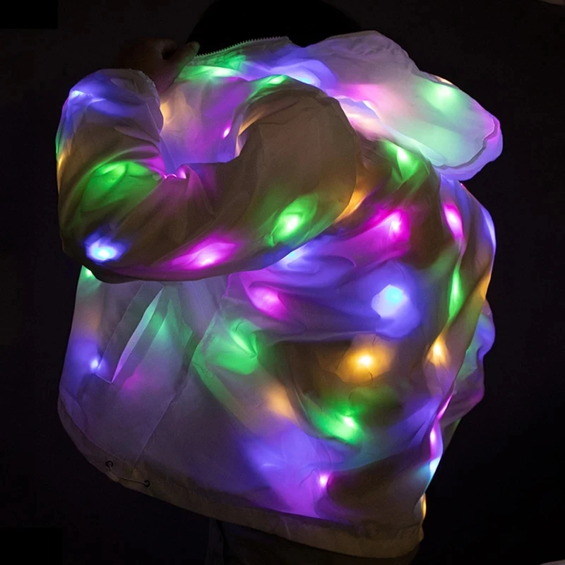 Dancing Costume LED Jacket Luminous Led Cosplay Clothes Halloween Costume Party Clothes Pocket with Zipper